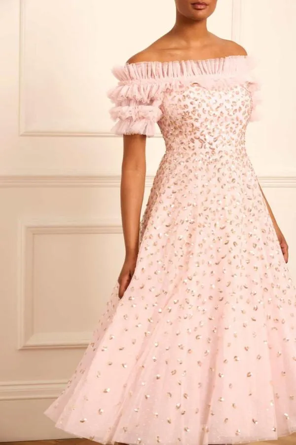 KIDSWomen Needle and Thread Autumn Leaves OffShoulder Ballerina Dress Pink KIDSWomen Needle and Thread Autumn Leaves OffShoulder Ballerina Dress Pink
