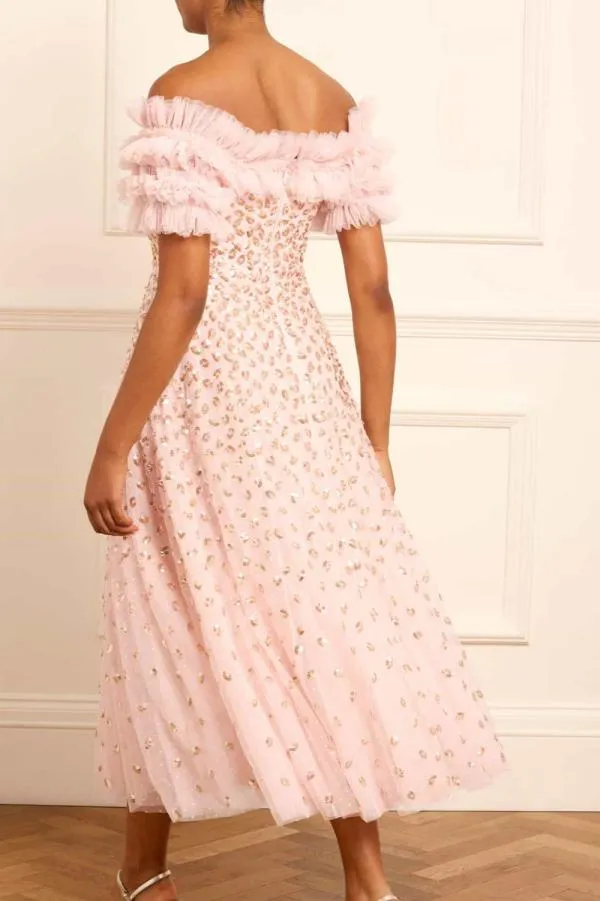 KIDSWomen Needle and Thread Autumn Leaves OffShoulder Ballerina Dress Pink KIDSWomen Needle and Thread Autumn Leaves OffShoulder Ballerina Dress Pink