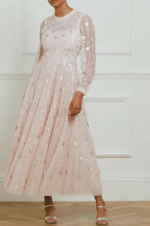 KIDSWomen Needle and Thread Shooting Stars Long Sleeve Ankle Gown Pink KIDSWomen Needle and Thread Shooting Stars Long Sleeve Ankle Gown Pink