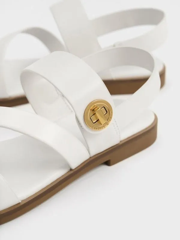 Kids Yara Girls039 Metallic Buckle Sandals 8211 Chalk CHARLES and KEITH Shoes Kids Yara Girls039 Metallic Buckle Sandals 8211 Chalk CHARLES and KEITH Shoes