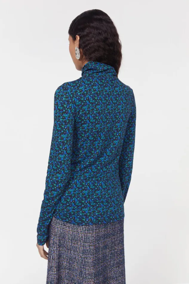 Kiena Floral Jersey Top Black Cobalt Women Rodebjer Tops