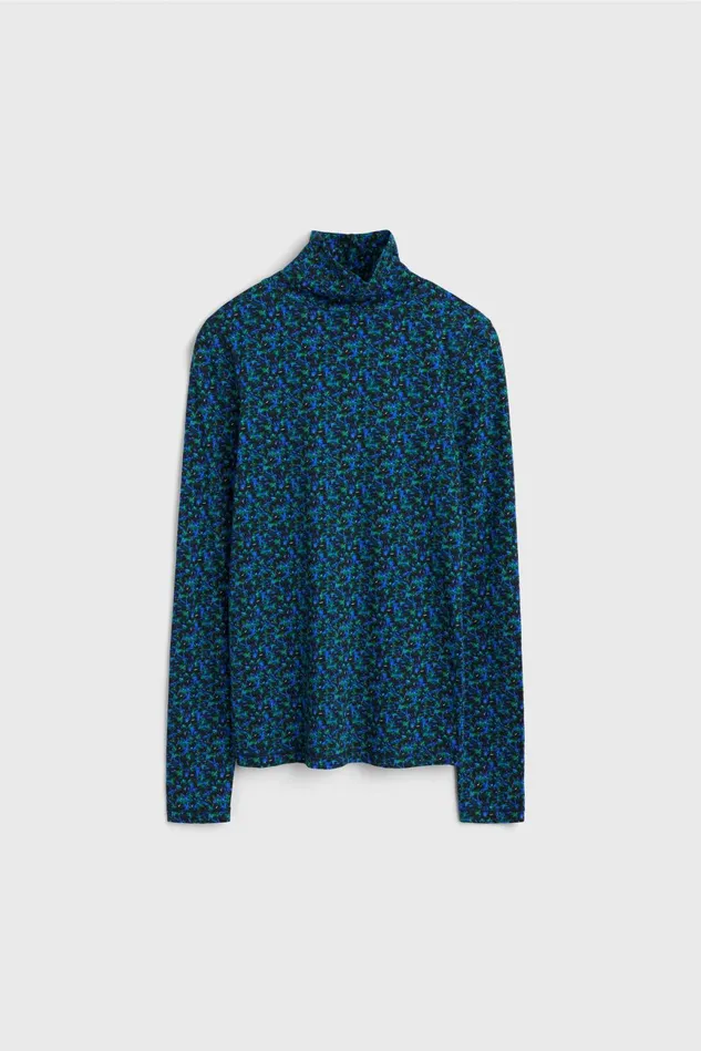 Kiena Floral Jersey Top Black Cobalt Women Rodebjer Tops