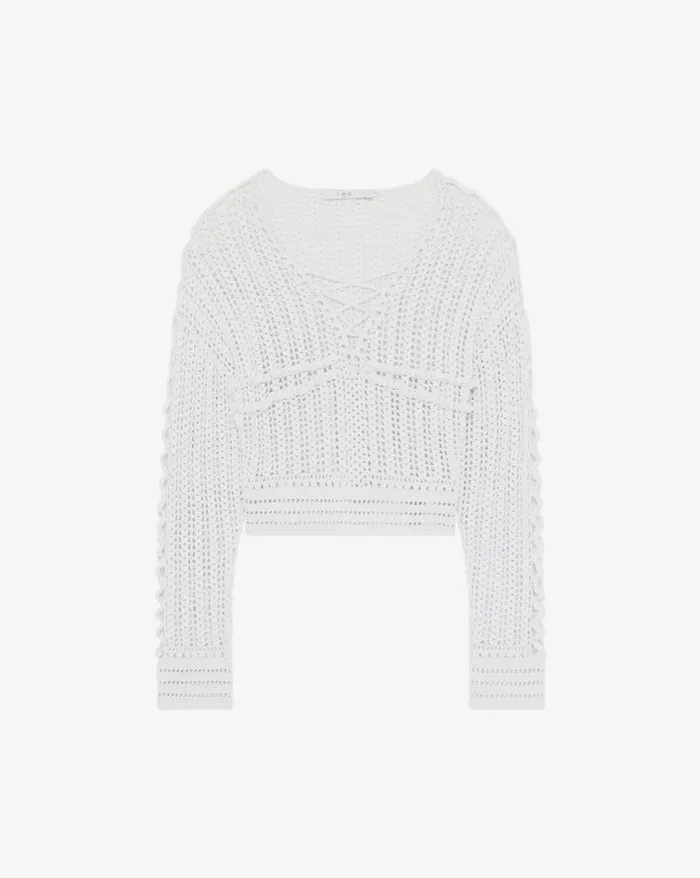 Knits Women IRO KETTIE VNECK CROCHET SWEATER