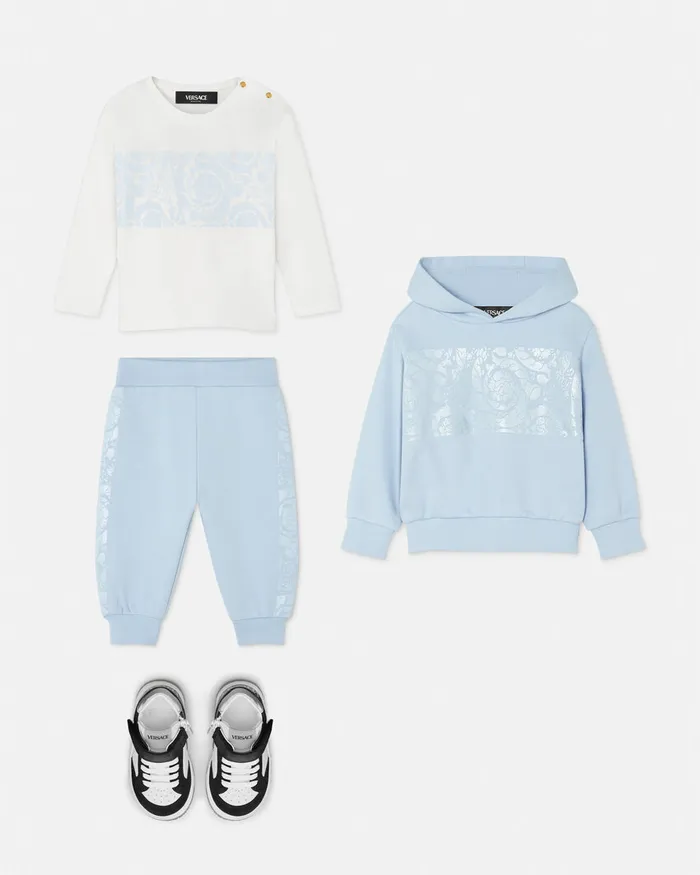Knitwear and Sweatshirts Kids Versace Barocco Baby Hoodie Light Bluewhite