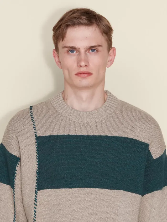 Knitwear Men Holzweiler Baha Heritage Crew Sand Mix