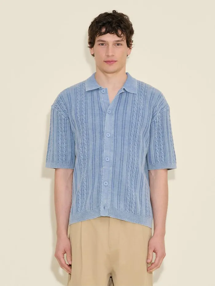 Knitwear Men Holzweiler Drift Polo Lt Blue