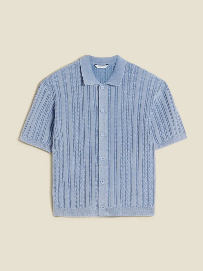 Knitwear Men Holzweiler Drift Polo Lt Blue