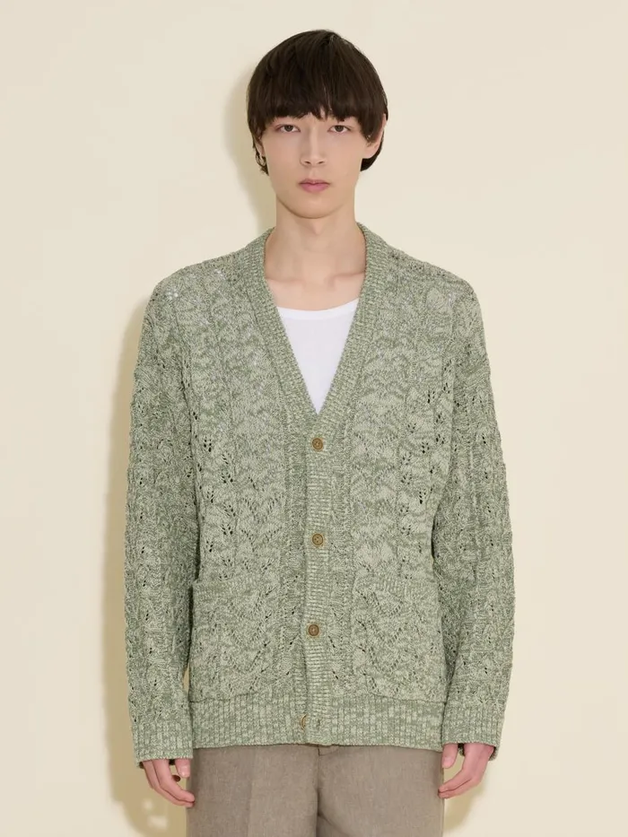 Knitwear Men Holzweiler Manila Bloom Cable Cardigan Green Mix