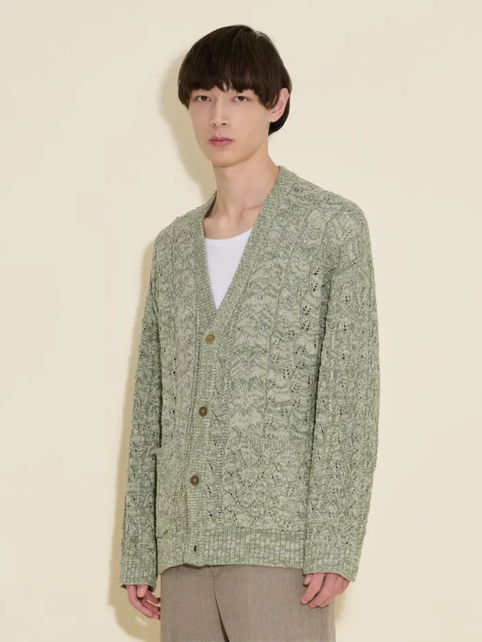 Knitwear Men Holzweiler Manila Bloom Cable Cardigan Green Mix