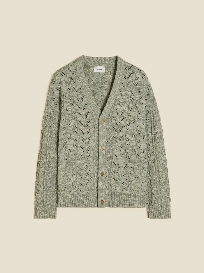 Knitwear Men Holzweiler Manila Bloom Cable Cardigan Green Mix