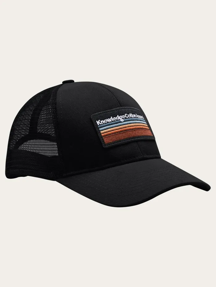 KnowledgeCotton Apparel Accessories Badge Twill Trucker Cap Black Jet 8211 Women