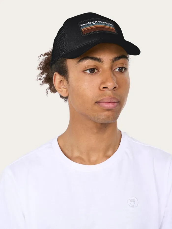 KnowledgeCotton Apparel Accessories Badge Twill Trucker Cap Black Jet 8211 Women KnowledgeCotton Apparel Accessories Badge Twill Trucker Cap Black Jet 8211 Women