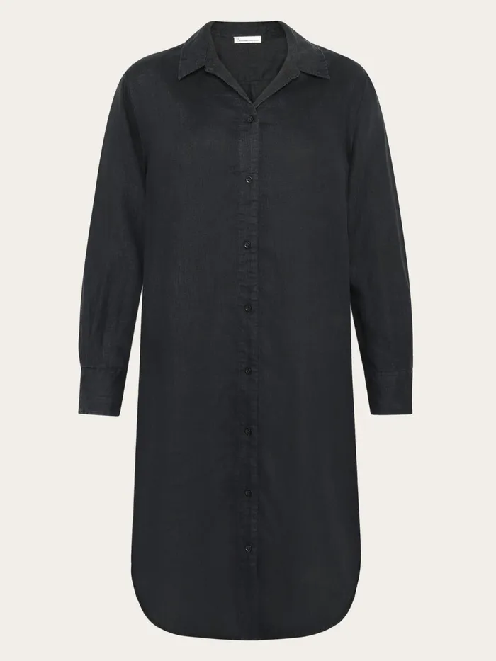 KnowledgeCotton Apparel Dresses And Skirts Classic Linen Dress Black Jet 8211 Women KnowledgeCotton Apparel Dresses And Skirts Classic Linen Dress Black Jet 8211 Women