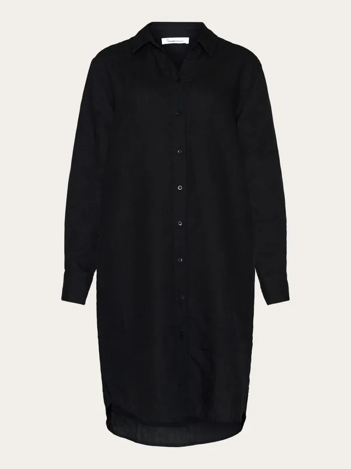 KnowledgeCotton Apparel Dresses And Skirts Classic Linen Dress Black Jet 8211 Women KnowledgeCotton Apparel Dresses And Skirts Classic Linen Dress Black Jet 8211 Women