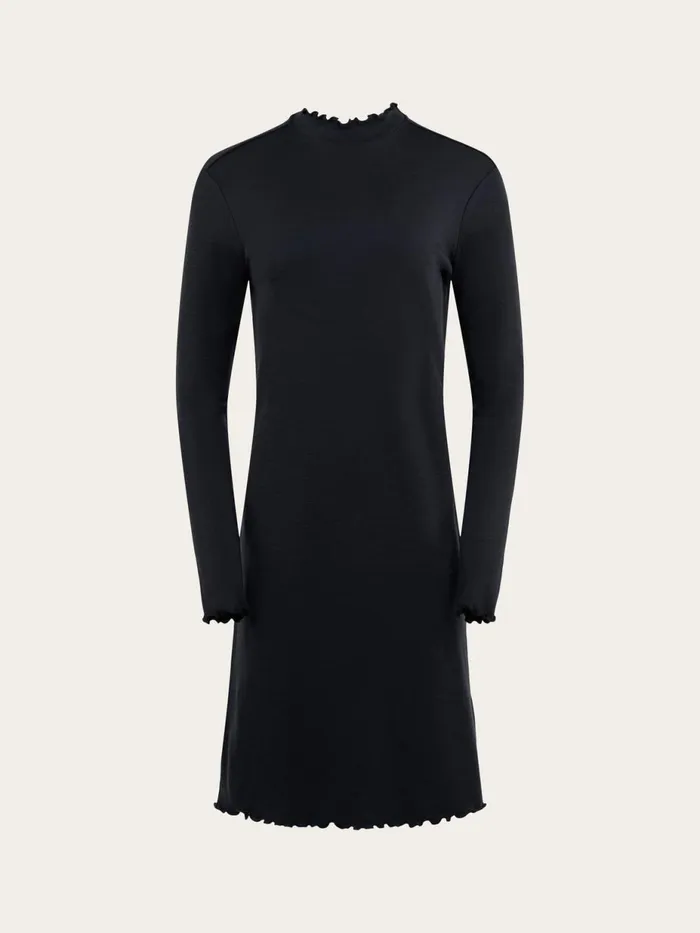 KnowledgeCotton Apparel Dresses And Skirts Jersey Wool High Neck Long Sleeve Merino Dress Black Jet 8211 Women KnowledgeCotton Apparel Dresses And Skirts Jersey Wool High Neck Long Sleeve Merino Dress Black Jet 8211 Women