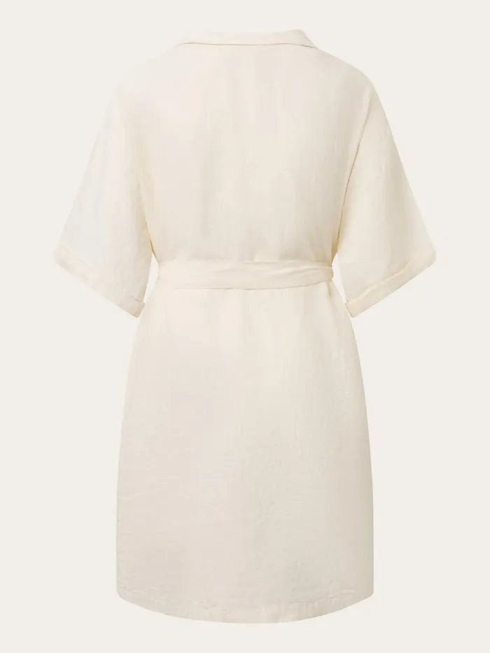 KnowledgeCotton Apparel Dresses And Skirts Linen Short Sleeved Safari Collar Midi Dress Buttercream 8211 Women KnowledgeCotton Apparel Dresses And Skirts Linen Short Sleeved Safari Collar Midi Dress Buttercream 8211 Women