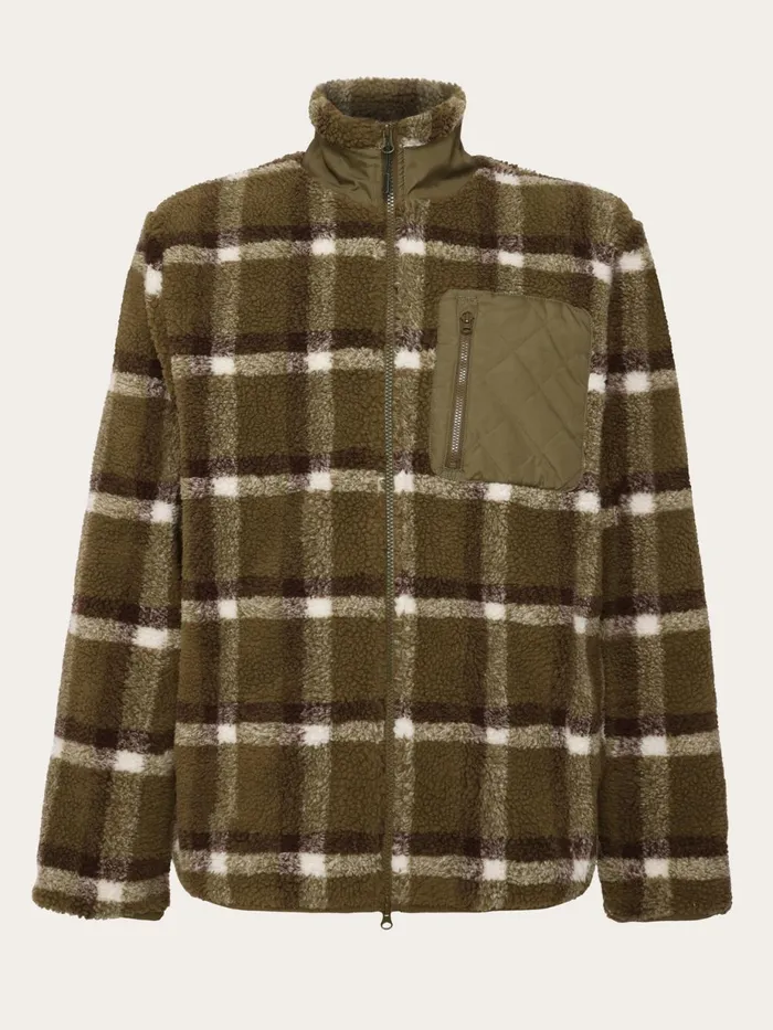 KnowledgeCotton Apparel Fleece Teddy High Neck Check Zip Jacket Grsvegan 8211 Men KnowledgeCotton Apparel Fleece Teddy High Neck Check Zip Jacket Grsvegan 8211 Men