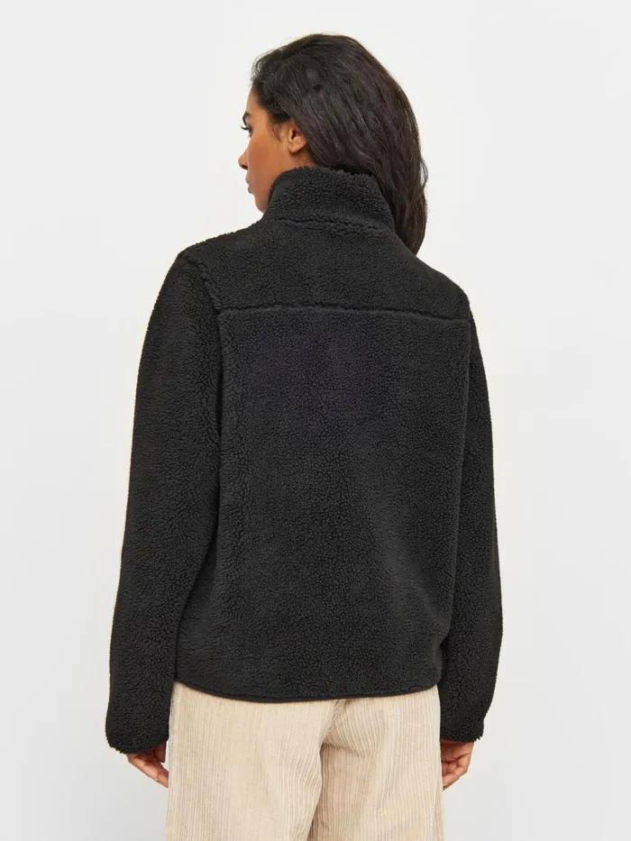 KnowledgeCotton Apparel Fleeces And Jackets Teddy High Neck Zip Jacket Black Jet 8211 Women KnowledgeCotton Apparel Fleeces And Jackets Teddy High Neck Zip Jacket Black Jet 8211 Women
