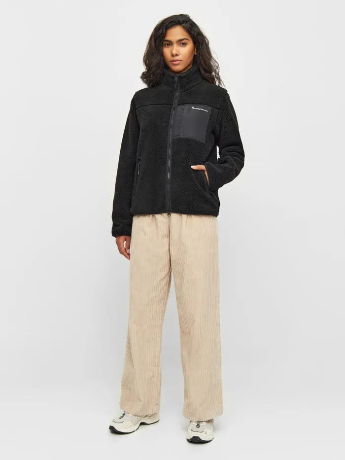 KnowledgeCotton Apparel Fleeces And Jackets Teddy High Neck Zip Jacket Black Jet 8211 Women KnowledgeCotton Apparel Fleeces And Jackets Teddy High Neck Zip Jacket Black Jet 8211 Women