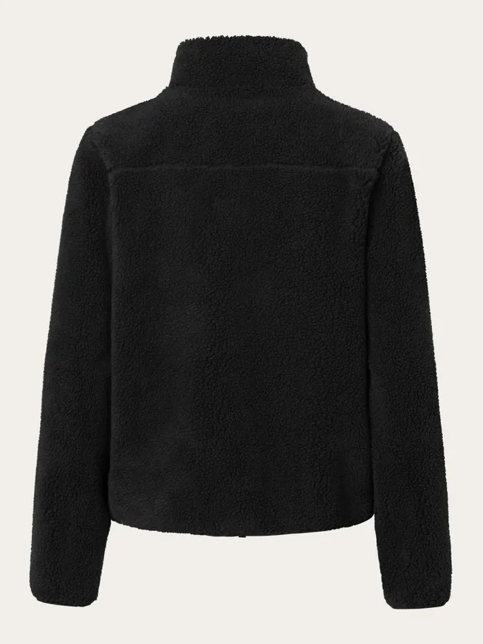 KnowledgeCotton Apparel Fleeces And Jackets Teddy High Neck Zip Jacket Black Jet 8211 Women KnowledgeCotton Apparel Fleeces And Jackets Teddy High Neck Zip Jacket Black Jet 8211 Women
