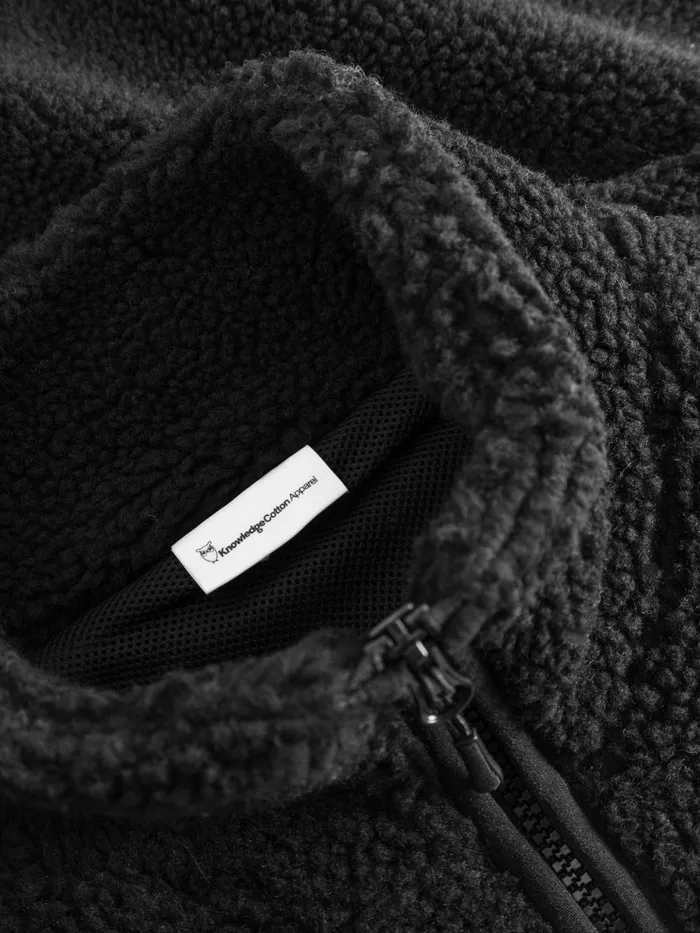 KnowledgeCotton Apparel Fleeces And Jackets Teddy High Neck Zip Jacket Black Jet 8211 Women KnowledgeCotton Apparel Fleeces And Jackets Teddy High Neck Zip Jacket Black Jet 8211 Women