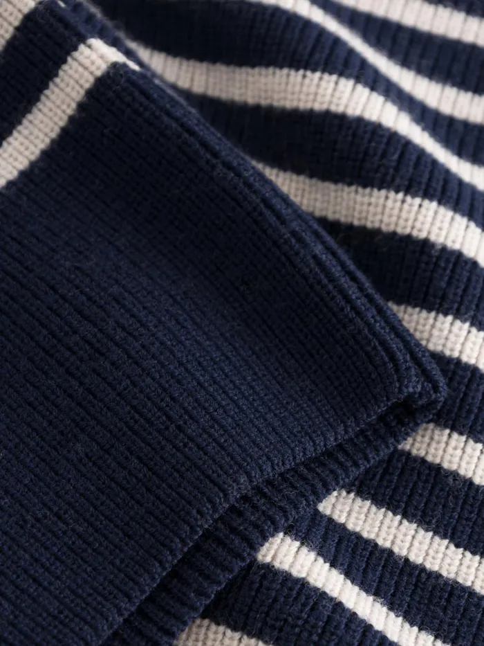 KnowledgeCotton Apparel Knits 12 Neck Zip Merino Wool Rib Knit Blue Stripe 8211 Men KnowledgeCotton Apparel Knits 12 Neck Zip Merino Wool Rib Knit Blue Stripe 8211 Men