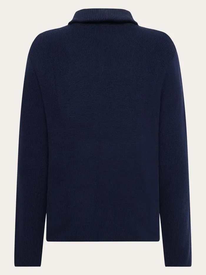 KnowledgeCotton Apparel Knits 12 Neck Zip Merino Wool Rib Knit Total Eclipse 8211 Men KnowledgeCotton Apparel Knits 12 Neck Zip Merino Wool Rib Knit Total Eclipse 8211 Men