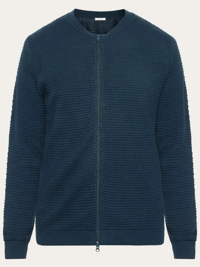 KnowledgeCotton Apparel Knits Bubble Knit Cardigan Regenerative Organic Certified 8211 Men
