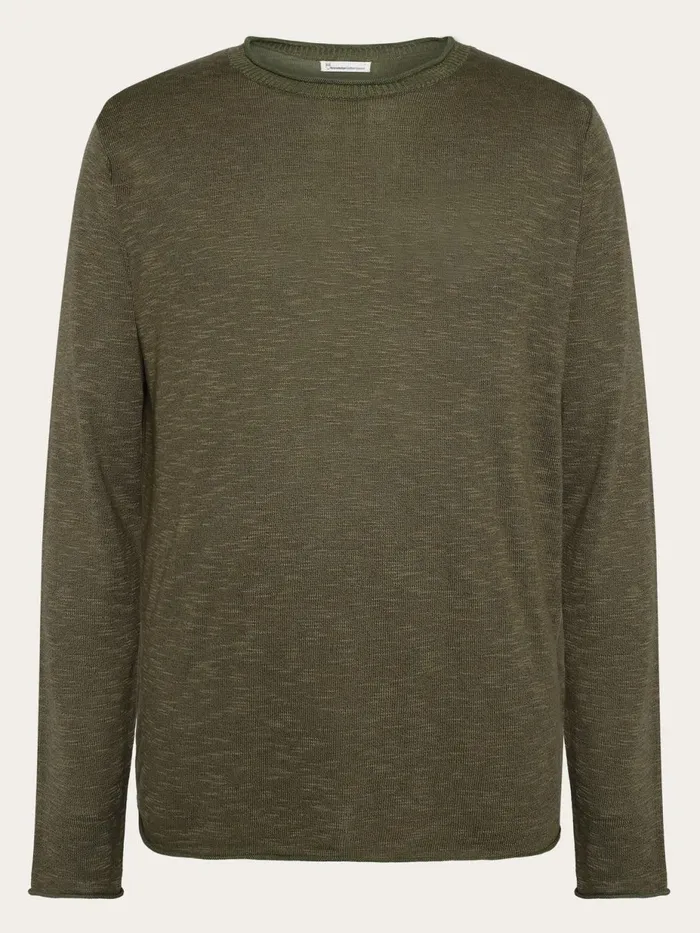 KnowledgeCotton Apparel Knits Crew Neck Knit Tencel Forrest Night 8211 Men