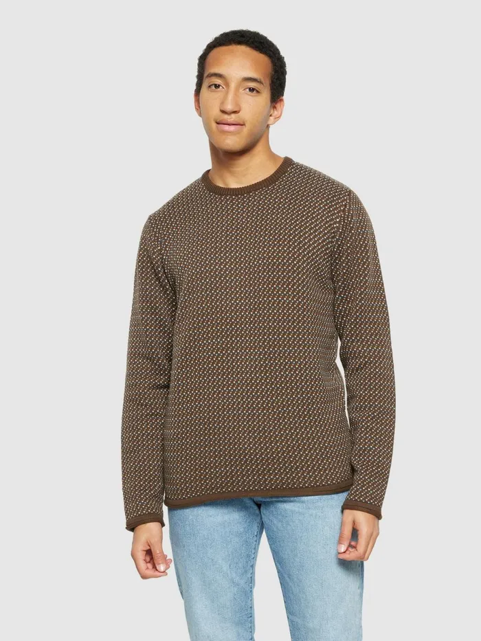 KnowledgeCotton Apparel Knits Jacquard Crew Neck Knit Regenerative Organic Certified 8211 Men KnowledgeCotton Apparel Knits Jacquard Crew Neck Knit Regenerative Organic Certified 8211 Men