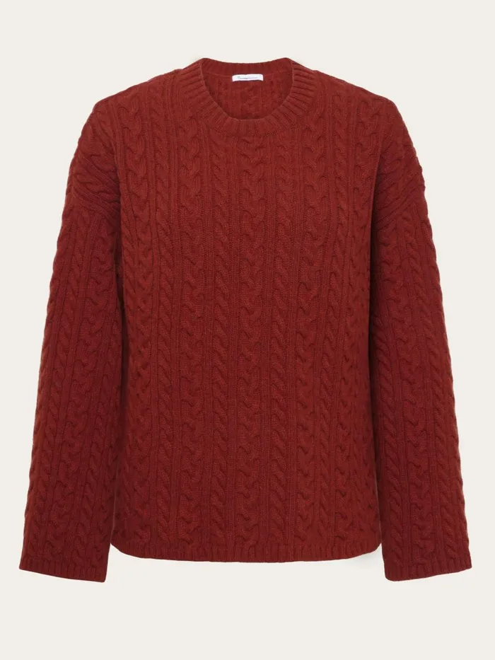 KnowledgeCotton Apparel Knits Lambswool Cable Crew Neck Rws 8211 Women
