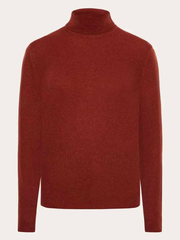 KnowledgeCotton Apparel Knits Lambswool Roll Neck Fired Brick 8211 Women