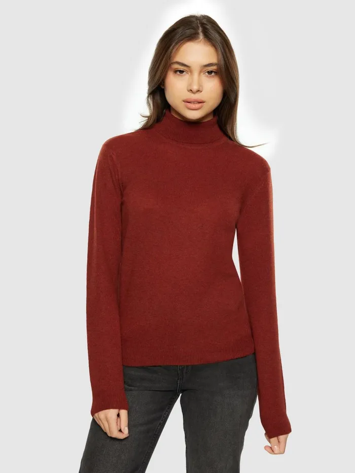 KnowledgeCotton Apparel Knits Lambswool Roll Neck Fired Brick 8211 Women KnowledgeCotton Apparel Knits Lambswool Roll Neck Fired Brick 8211 Women