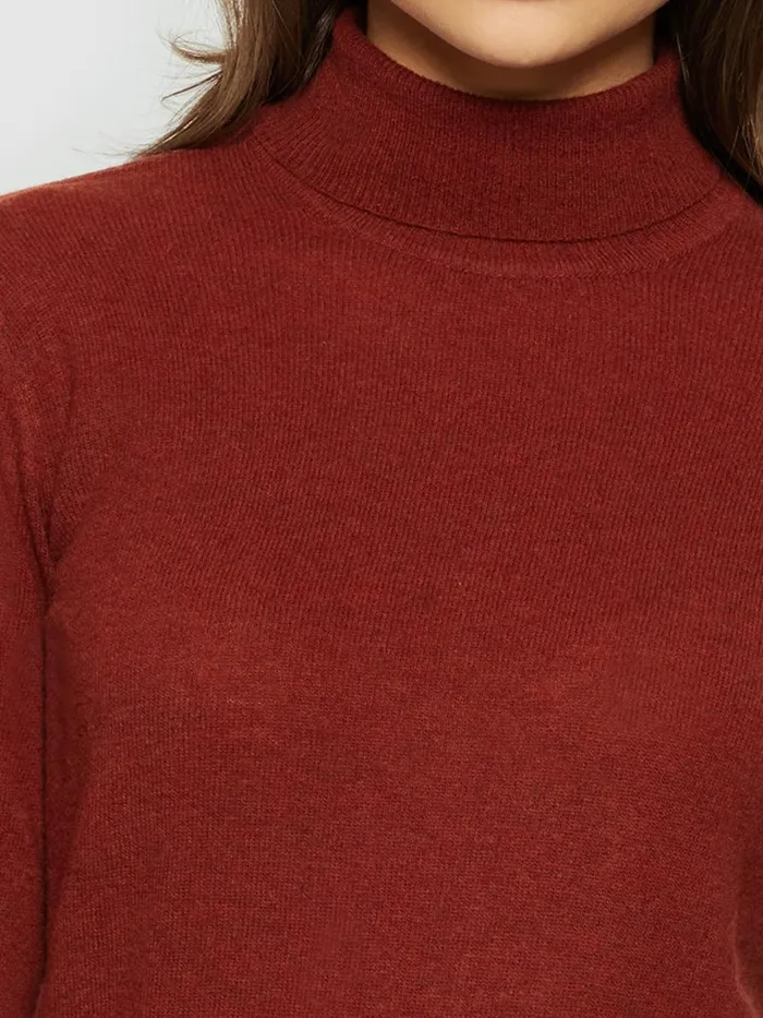 KnowledgeCotton Apparel Knits Lambswool Roll Neck Fired Brick 8211 Women KnowledgeCotton Apparel Knits Lambswool Roll Neck Fired Brick 8211 Women