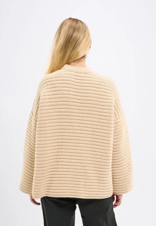 KnowledgeCotton Apparel Knits Oversized Structure Long Sleeved Knit Buttercream 8211 Women