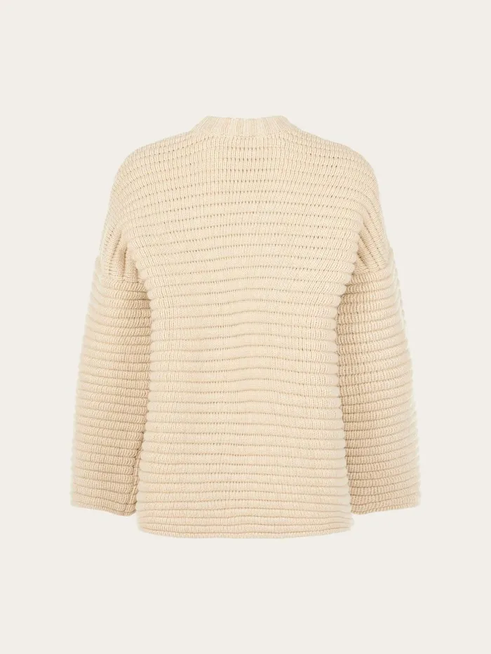 KnowledgeCotton Apparel Knits Oversized Structure Long Sleeved Knit Buttercream 8211 Women