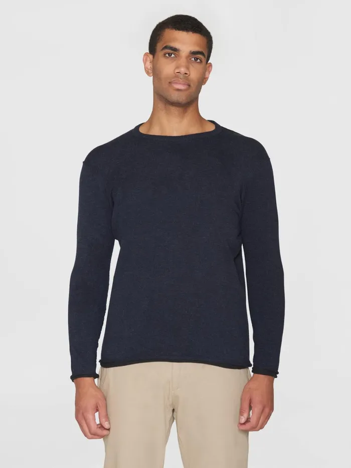 KnowledgeCotton Apparel Knits Regular Double Layer Cotton Mix Rolledge Crew Neck Knit Gots 8211 Men KnowledgeCotton Apparel Knits Regular Double Layer Cotton Mix Rolledge Crew Neck Knit Gots 8211 Men