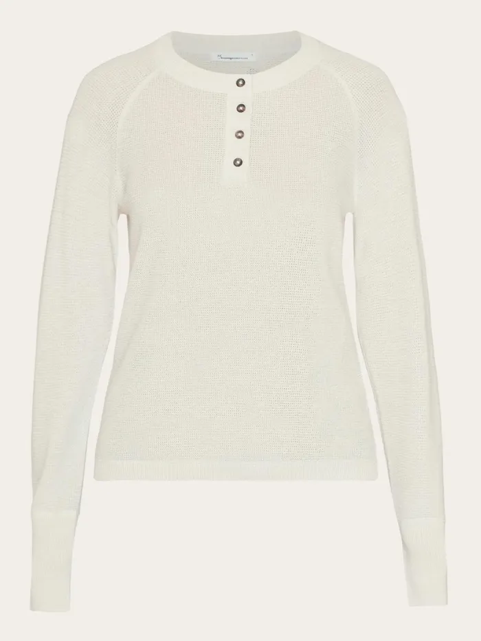 KnowledgeCotton Apparel Knits Slim Henley Mixed Yarns Light Knit Ocsvegan 8211 Women