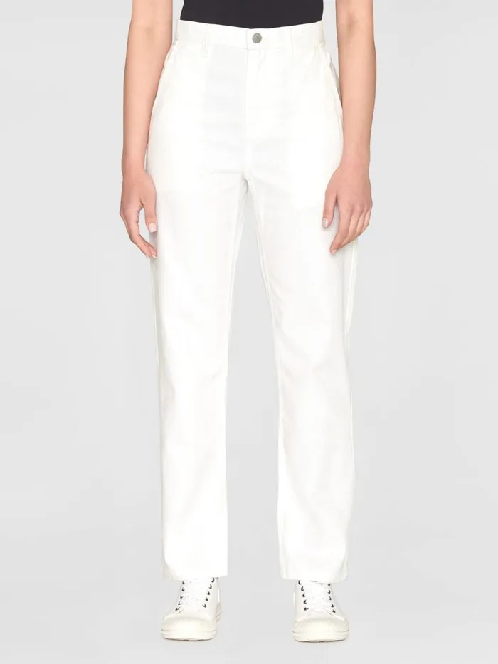 KnowledgeCotton Apparel Pants CALLA Tapered Canvas Pant Star White 8211 Women KnowledgeCotton Apparel Pants CALLA Tapered Canvas Pant Star White 8211 Women