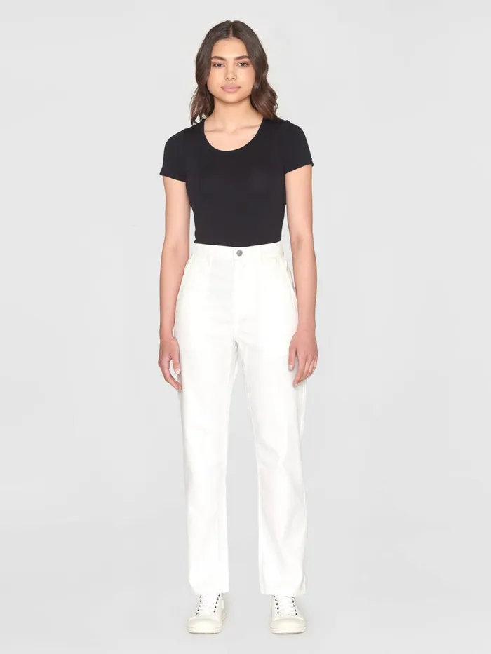 KnowledgeCotton Apparel Pants CALLA Tapered Canvas Pant Star White 8211 Women KnowledgeCotton Apparel Pants CALLA Tapered Canvas Pant Star White 8211 Women