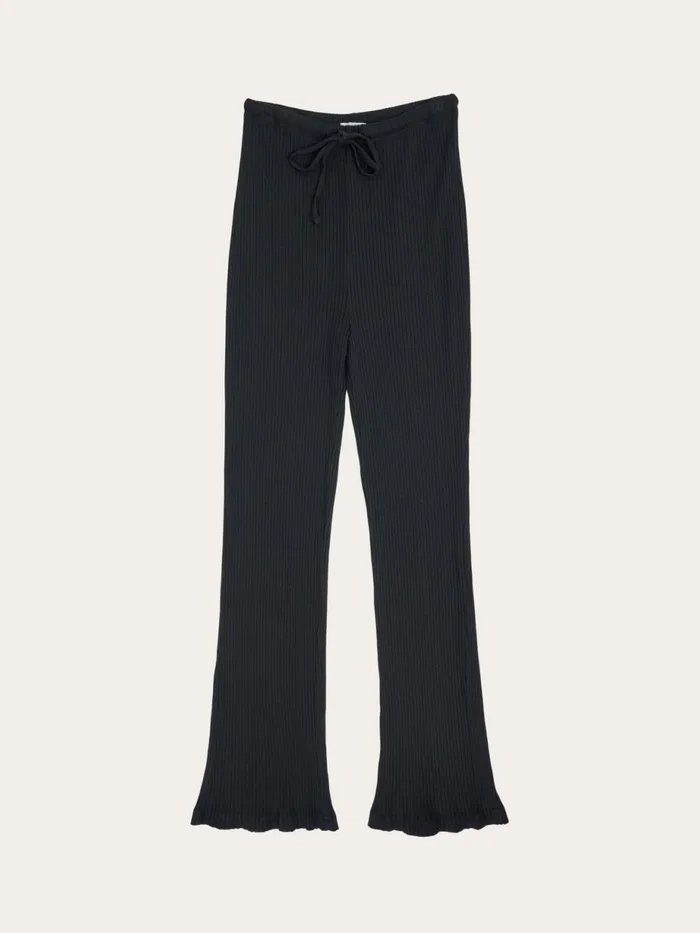 KnowledgeCotton Apparel Pants Flared Lenzing Pants Black Jet 8211 Women