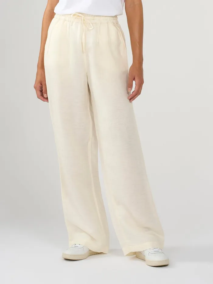 KnowledgeCotton Apparel Pants Linen Mix Elastic Waist Pants Buttercream 8211 Women