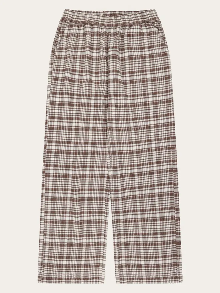 KnowledgeCotton Apparel Pants POSEY Wide Midrise Check Seersucker Pants Gotsvegan 8211 Women KnowledgeCotton Apparel Pants POSEY Wide Midrise Check Seersucker Pants Gotsvegan 8211 Women
