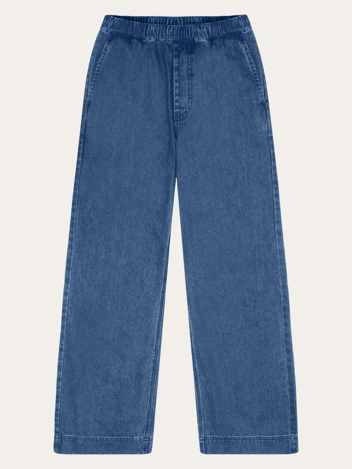 KnowledgeCotton Apparel Pants POSEY Wide Midrise Elastic Waistband Denim Pant Gotsvegan 8211 Women KnowledgeCotton Apparel Pants POSEY Wide Midrise Elastic Waistband Denim Pant Gotsvegan 8211 Women