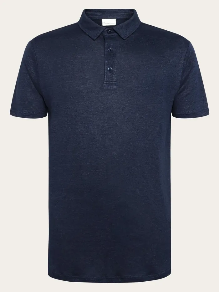 KnowledgeCotton Apparel Polo Shirts Linen Polo Total Eclipse 8211 Men