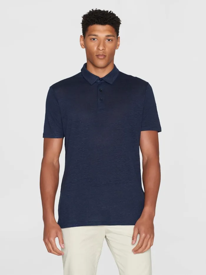 KnowledgeCotton Apparel Polo Shirts Linen Polo Total Eclipse 8211 Men KnowledgeCotton Apparel Polo Shirts Linen Polo Total Eclipse 8211 Men