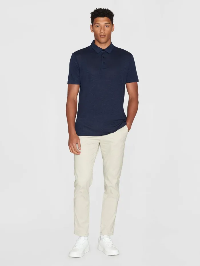 KnowledgeCotton Apparel Polo Shirts Linen Polo Total Eclipse 8211 Men KnowledgeCotton Apparel Polo Shirts Linen Polo Total Eclipse 8211 Men