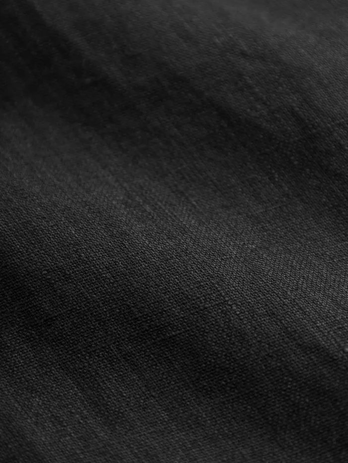 KnowledgeCotton Apparel Shirts Box Fit Short Sleeved Linen Shirt Black Jet 8211 Men