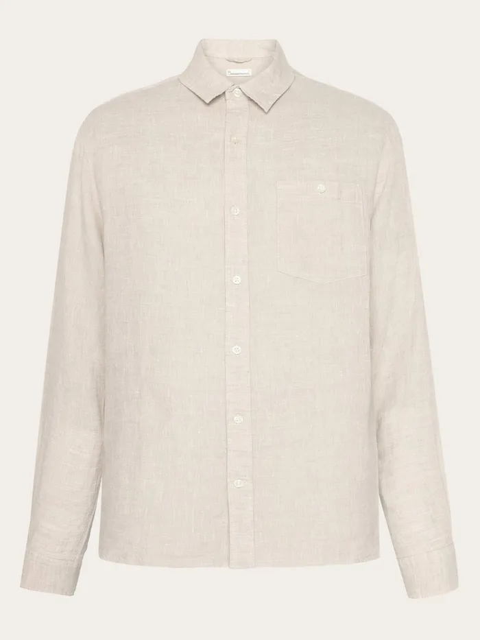 KnowledgeCotton Apparel Shirts Custom Fit Linen Shirt Yarndyed 8211 Men