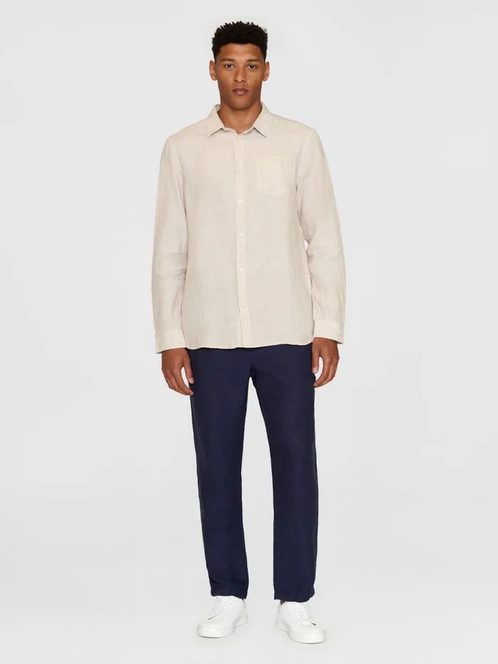 KnowledgeCotton Apparel Shirts Custom Fit Linen Shirt Yarndyed 8211 Men KnowledgeCotton Apparel Shirts Custom Fit Linen Shirt Yarndyed 8211 Men